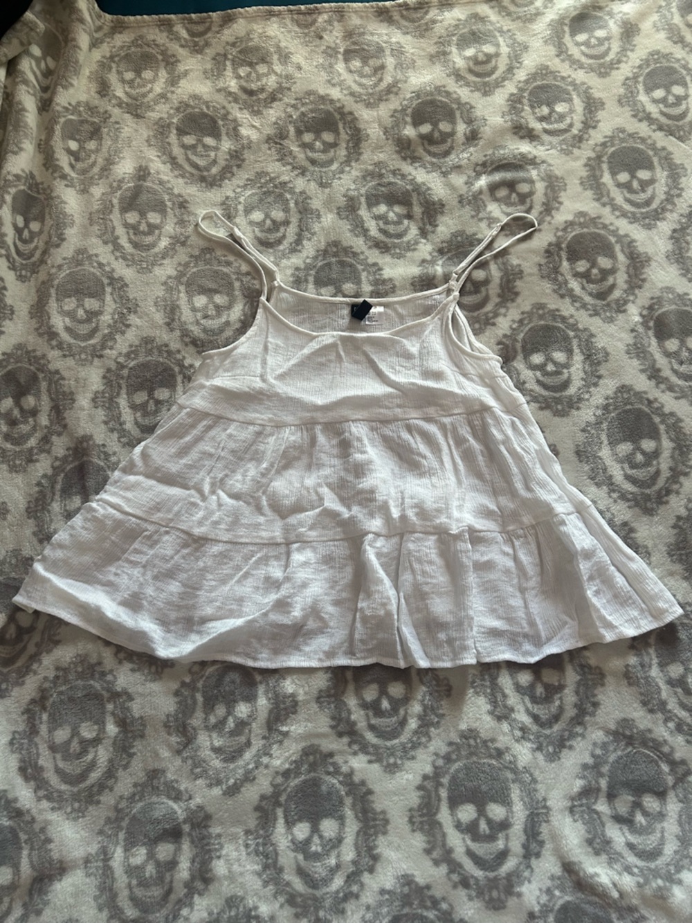 H&M White Tiered Spaghetti-Strap Cami